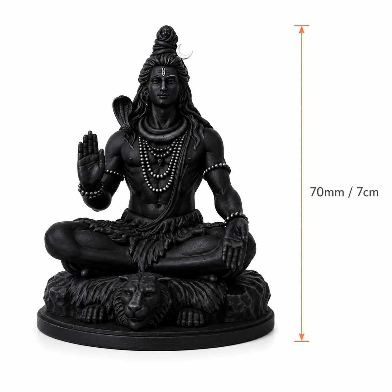 Mahadev Shiva 3D Printed Statue — Matte Black  | Car Dashboard & Home Decor Idol | 7cm