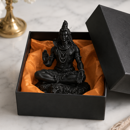 Mahadev Shiva 3D Printed Statue — Matte Black  | Car Dashboard & Home Decor Idol | 7cm